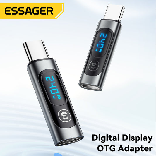 240W Type C to USB C OTG Connector Adapter with Digital Display
