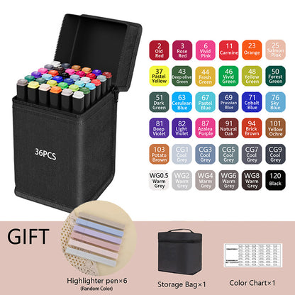 Dual Tip Permanent Art Sketch Markers for Illustration - 12-120 Colors Available