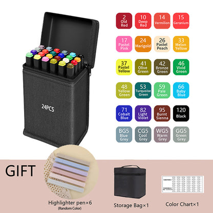 Dual Tip Permanent Art Sketch Markers for Illustration - 12-120 Colors Available