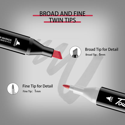 Dual Tip Permanent Art Sketch Markers for Illustration - 12-120 Colors Available